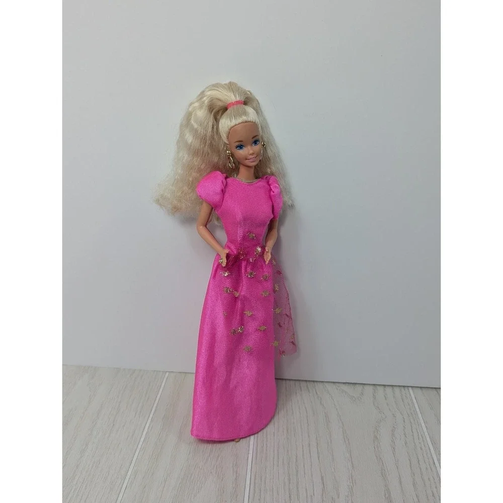 Mattel‎ blonde1994 Super Talk Barbie doll works earrings ring crimped hair